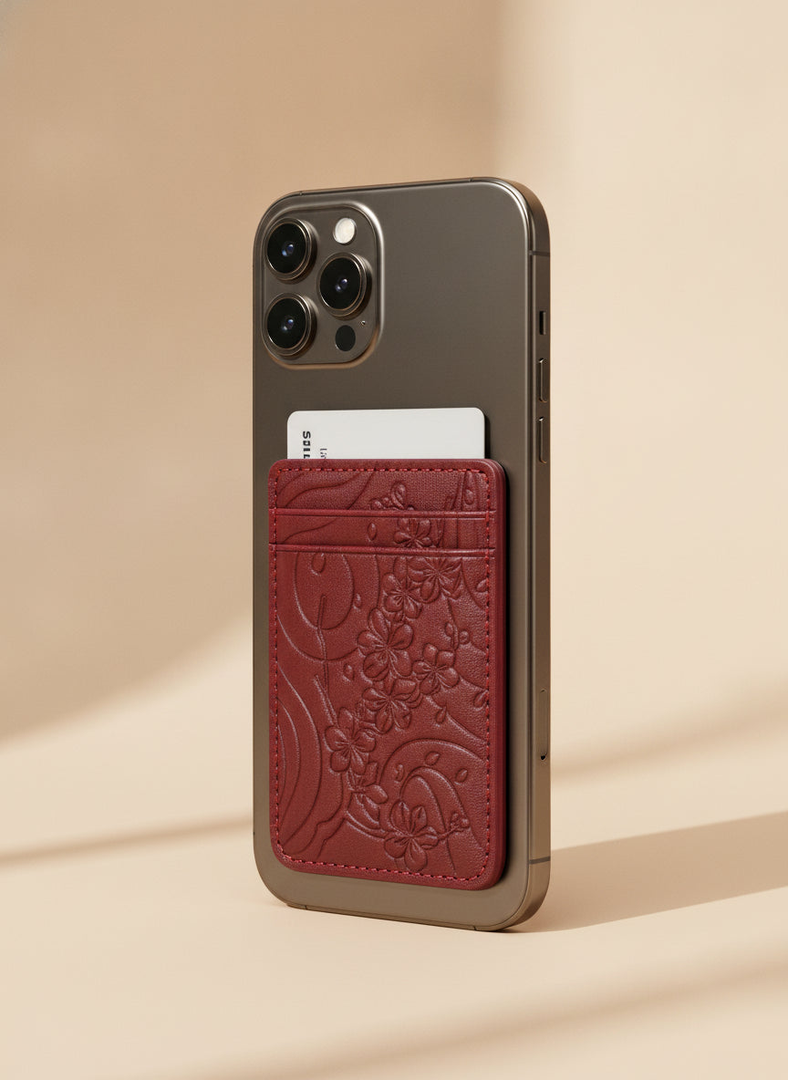 IZAKURA MagSafe Card Holder Cherry Red