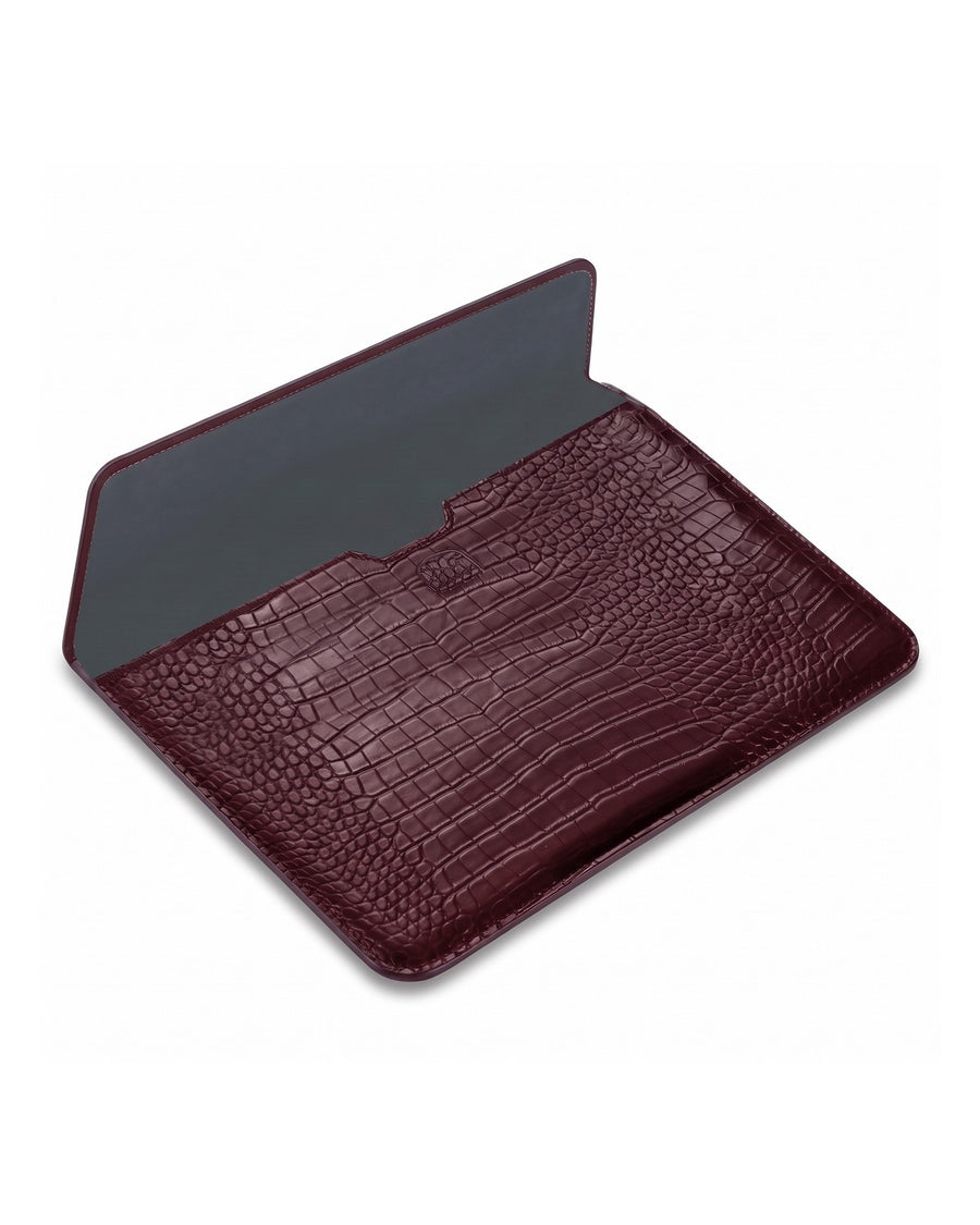 IZAKURA Wani Crocodile Laptop Sleeve Burgundy